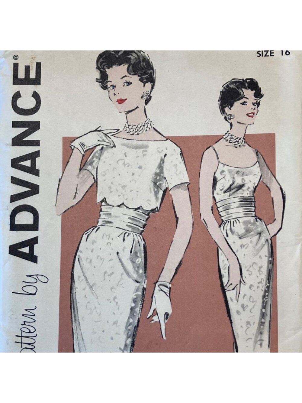60s Sheath Dress Scalloped Jacket Advance 9328 B36 Vintage Sewing Pattern READ